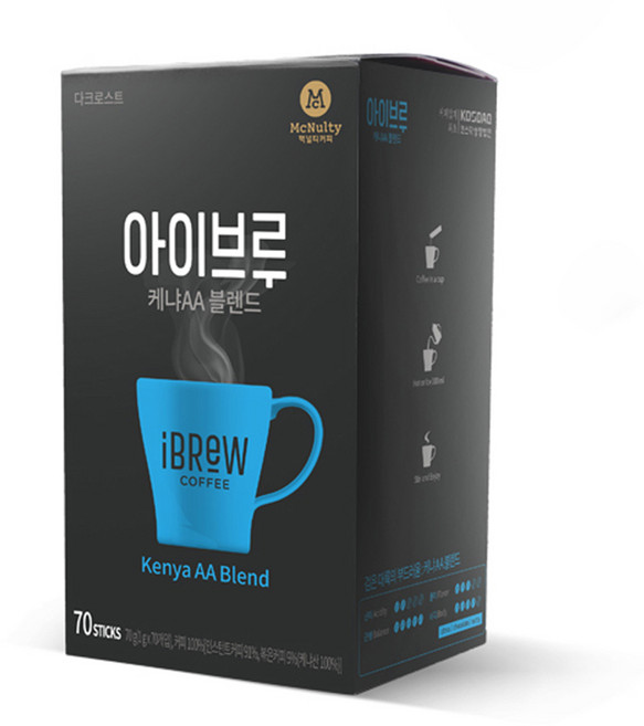 맥널티 아이브루 케냐AA 블렌드 다크로스트 커피믹스, 1g, 70개입, 1개