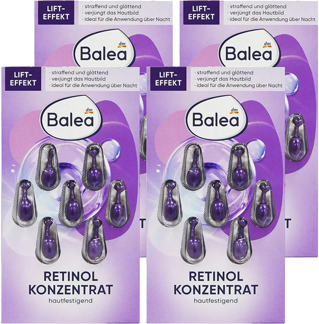 dm Balea 芭樂雅 RETINOL KONZENTRAT 精華膠囊 晚安修護 紫 7粒, 1ml, 4組
