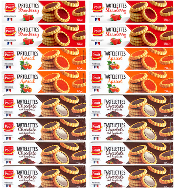 폴트 타르트 딸기+살구+초콜릿 앤 헤이즐넛, 150g, 4세트