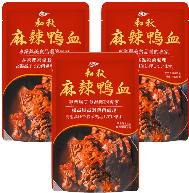 和秋 麻辣鴨血, 450g, 3包