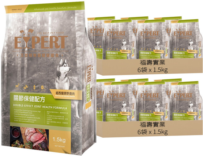 福壽實業 EXPERT 艾思柏 成犬 無穀配方狗飼料, 原野鹿肉, 1.5kg, 12袋