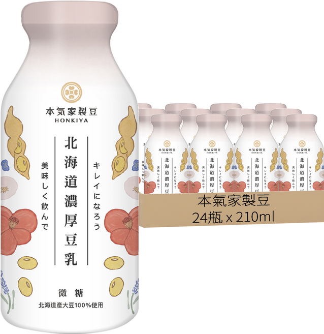 本氣家製豆 微糖北海道濃厚豆乳, 24瓶, 210ml