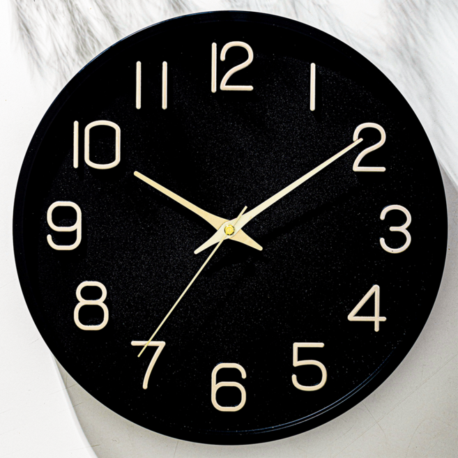 메르헨몬드 국산 트윙클 인테리어 무소음 벽시계 30cm, 블랙