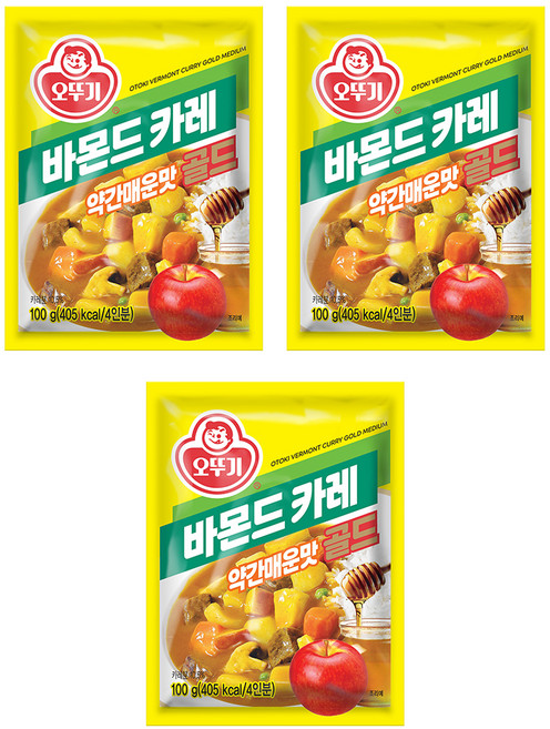 오뚜기 바몬드 카레 골드 약간매운맛, 100g, 3개