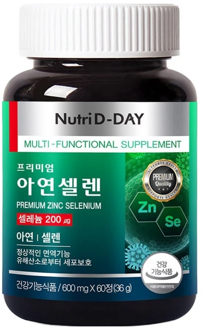 뉴트리디데이 프리미엄 아연 셀렌 36g, 1개, 60정 - 쿠팡