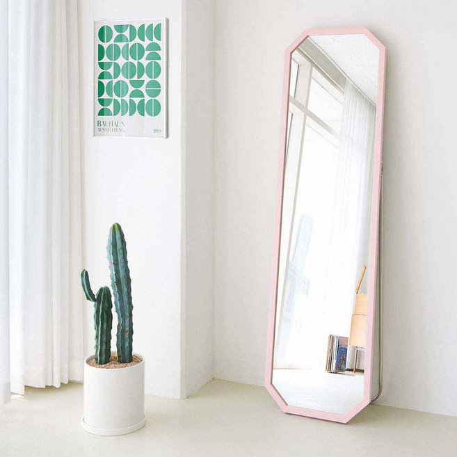 에이스홈 마카롱 팔각 와이드M 스탠딩 전신거울, 핑크
