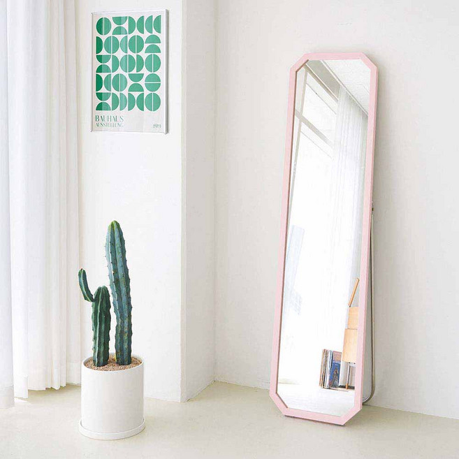 에이스홈 마카롱 팔각 415 스탠드 전신거울, 핑크