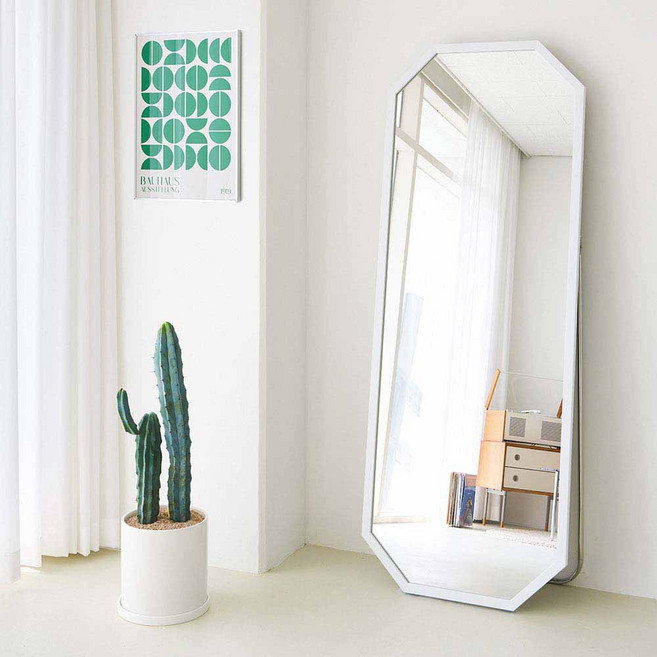 에이스홈 마카롱 팔각 와이드L 스탠드 전신거울, 화이트