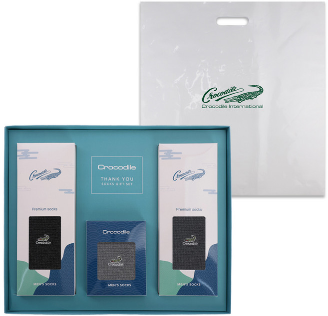 크로커다일 남성용 신사 비즈니스 샌드 갑종 장목 양말 3족 선물세트 CD326