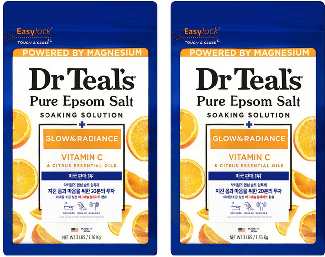 닥터틸즈 퓨어 엡섬 솔트 입욕제 비타민C 시트러스, 2개, 1.36kg