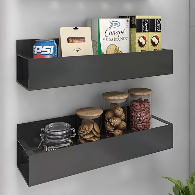 다용도 틈새 자석 선반 대형, 블랙, 2개