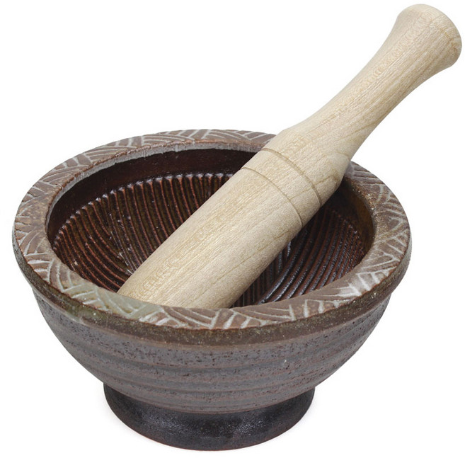 레벤쿠첸 여주 도자기 깨갈이 미니 절구 + 방망이 세트, 1세트