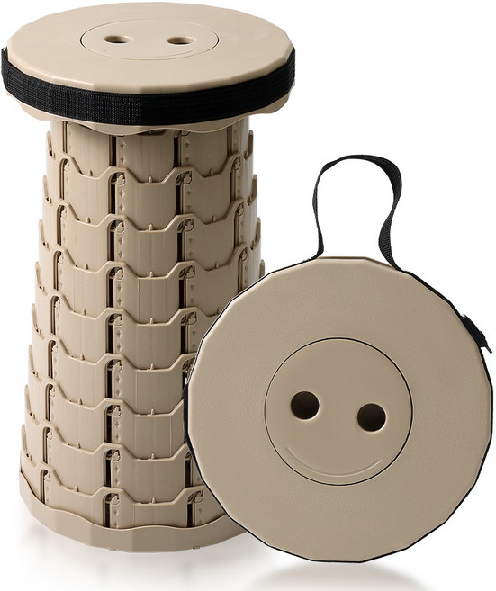 코멧 아웃도어 휴대용 높이조절 캠핑스툴, 아몬드, 1개