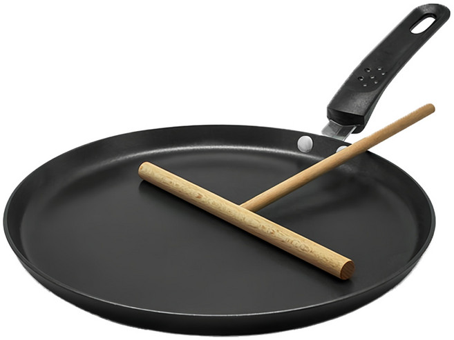 벨라쿠진 인덕션 크레페 팬케이크 팬 + 우드 스프레더 세트, 25cm, 1개