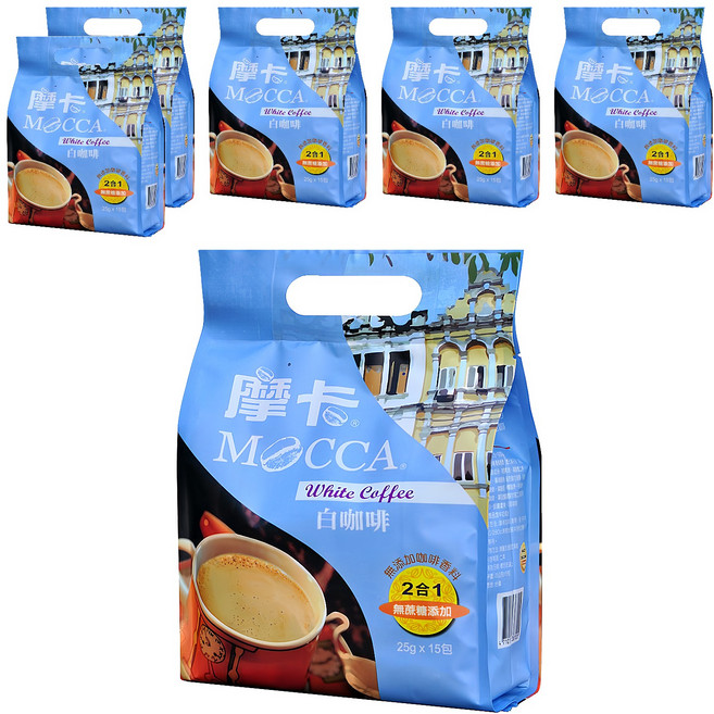 MOCCA 摩卡 二合一白咖啡, 25g, 15條, 6袋
