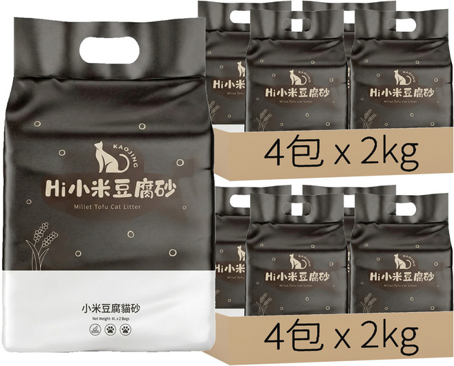 Hi 貓砂 黃金小米豆腐砂, 2kg, 8包, 原味