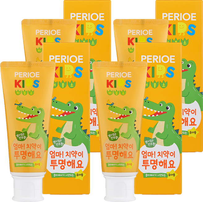 페리오 키즈 저불소 엄마 치약이 투명해요 스텝2 치약 민트향, 4개