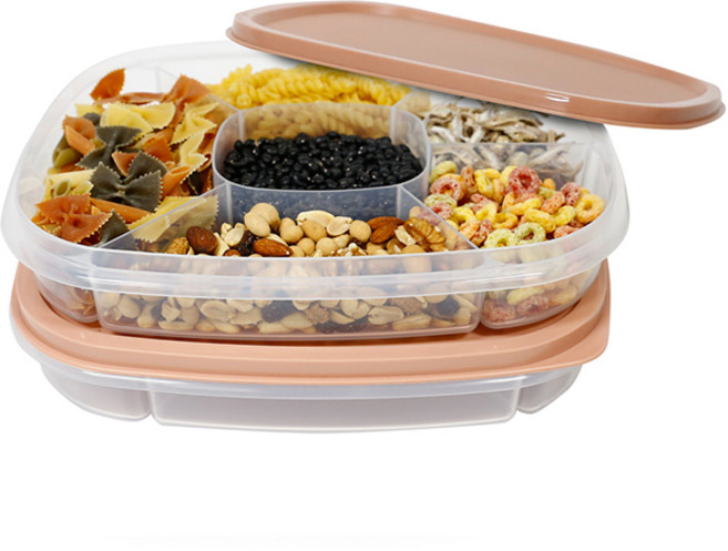 나누담 6칸 칸막이 사각 찬합 핑크 4호, 단품, 2개