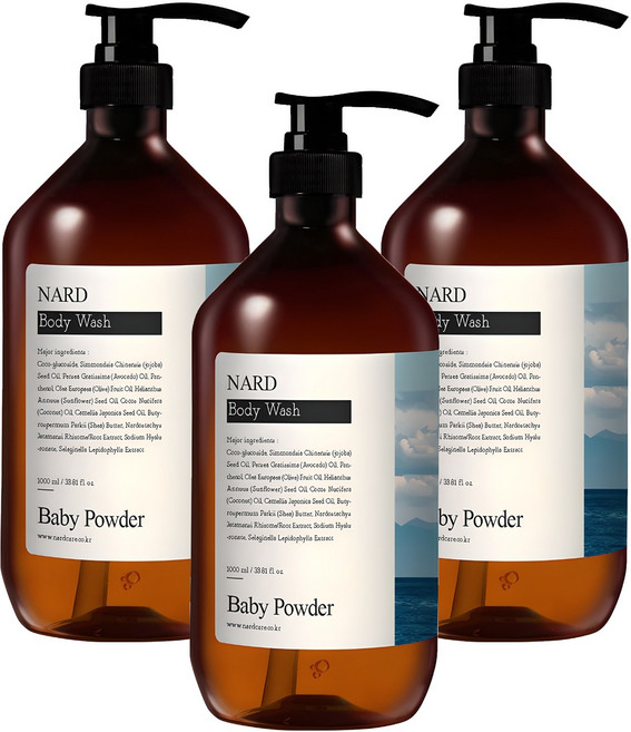 나드 부케가르니 리프레쉬 퍼퓸드 바디워시 베이비파우더향, 1L, 3개