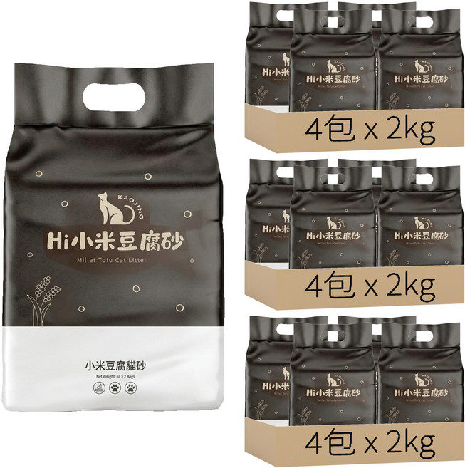 Hi 貓砂 黃金小米豆腐砂, 2kg, 12包, 原味