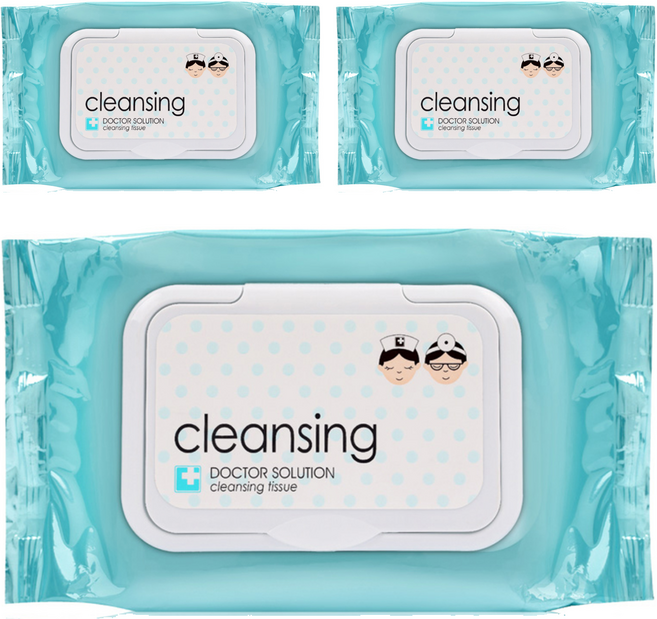 케어존 닥터솔루션 클렌징 티슈, 60개입, 3개
