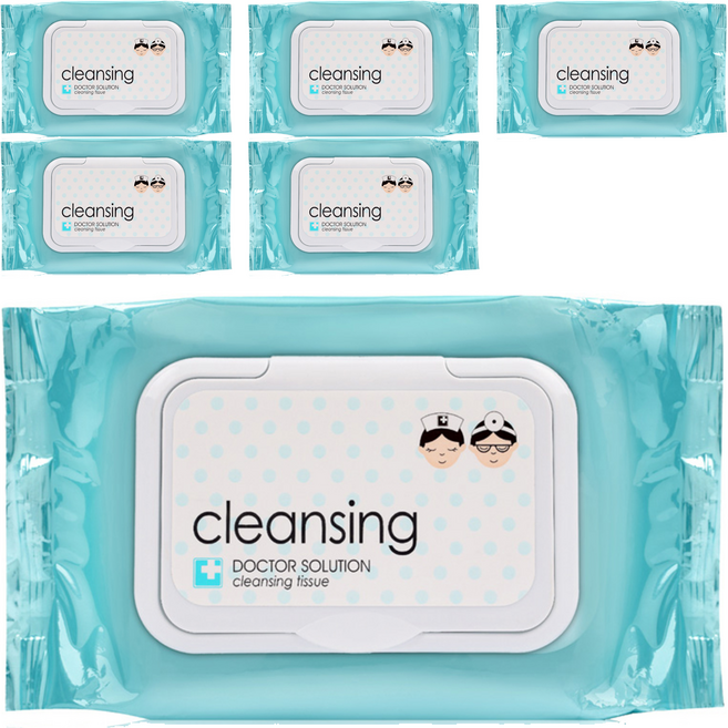 케어존 닥터솔루션 클렌징 티슈, 60개입, 6개