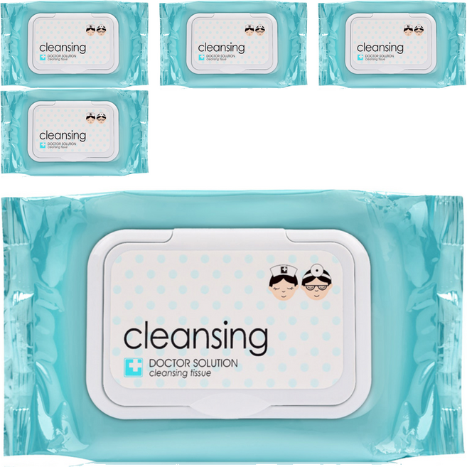 케어존 닥터솔루션 클렌징 티슈, 60개입, 5개
