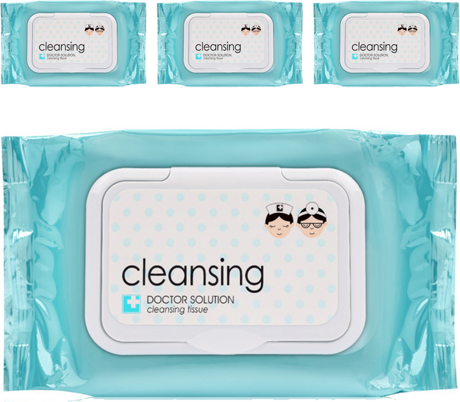 케어존 닥터솔루션 클렌징 티슈, 60개입, 4개