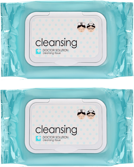 케어존 닥터솔루션 클렌징 티슈, 60매입, 2개