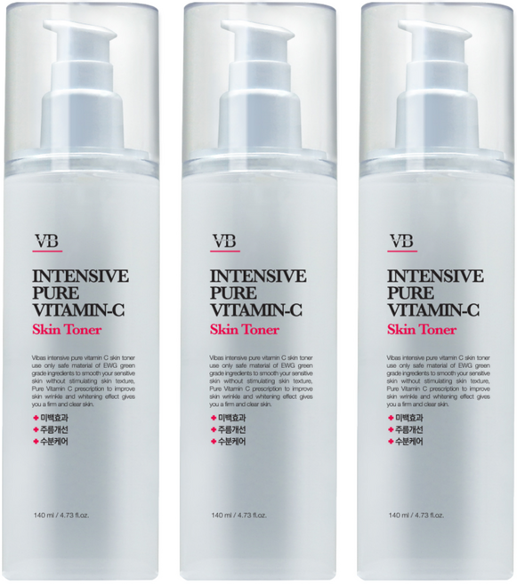 비바스 인텐시브 퓨어비타민C 스킨토너, 3개, 140ml