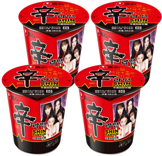 NONGSHIM 農心 辛拉麵 辛香菇味 杯麵 68g, 4入
