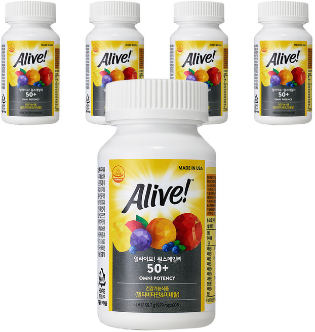 얼라이브 원스데일리 멀티비타민 50+, 60정, 5개