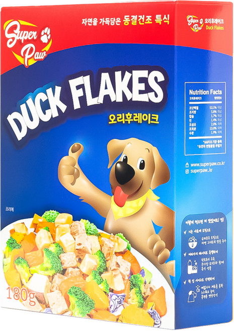 슈퍼포우 강아지 동결건조 자연식 사료, 오리, 180g, 1개