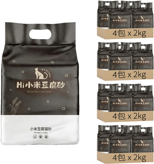 Hi 貓砂 黃金小米豆腐砂, 2kg, 16包, 原味