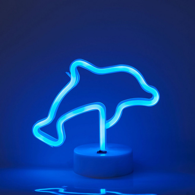 USB充電式海豚造型LED夜燈, 藍色（淺色），隨機發貨（USB口）
