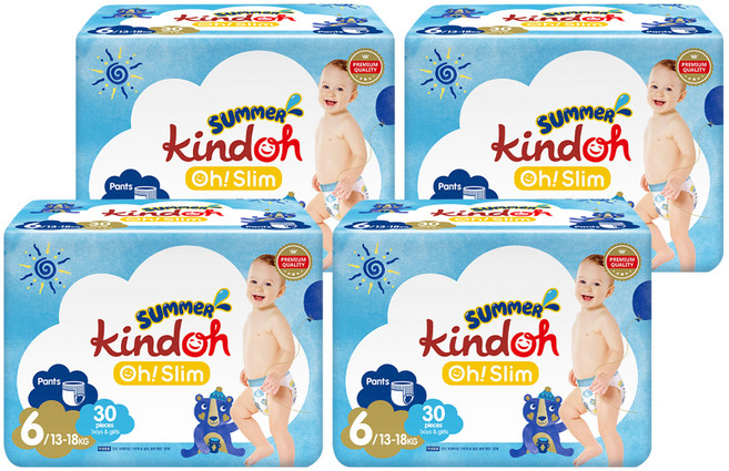 킨도 프리미엄 오 슬림 썸머팬티 기저귀 남여공용, 6단계, 120매