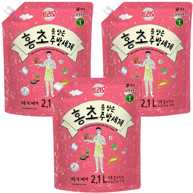 트리오 홍초를 담은 주방세제, 2.1L, 3개
