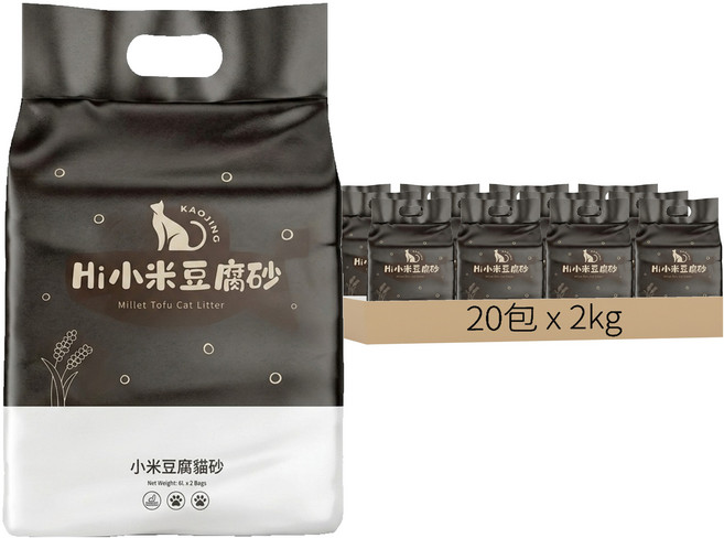 Hi 貓砂 黃金小米豆腐砂, 2kg, 20包, 原味