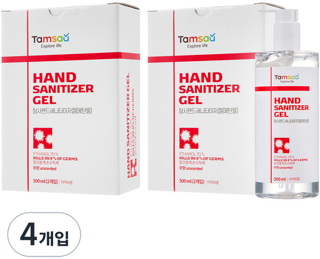탐사 핸드 새니타이저 겔, 500ml, 4개