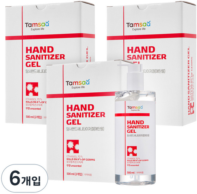 탐사 핸드 새니타이저 겔, 500ml, 6개