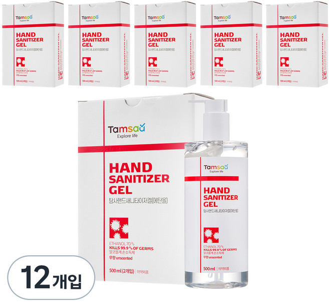 탐사 핸드 새니타이저 겔, 500ml, 12개