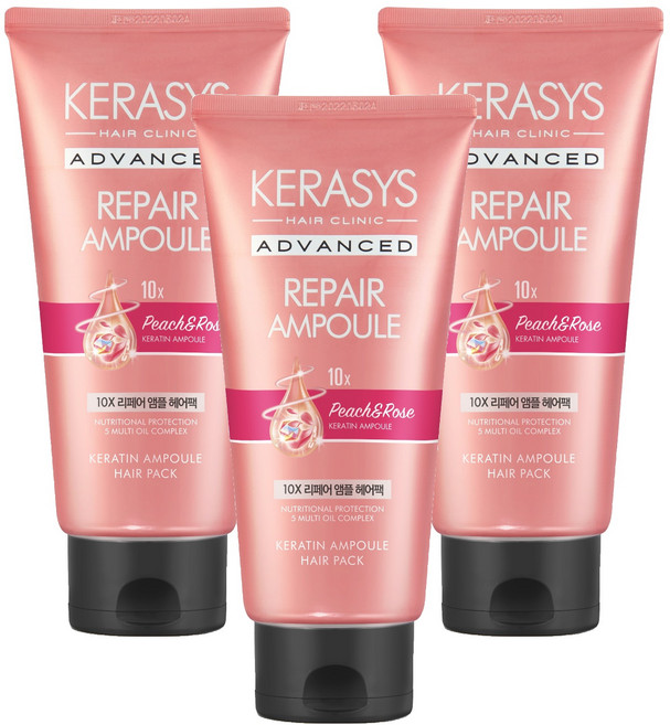 케라시스 어드밴드스 헤어팩 피치앤로즈, 3개, 300ml