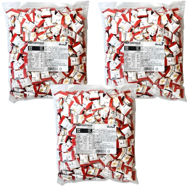 럭키세븐 오트밀 미니 바이트, 888g, 3개 - 쿠팡