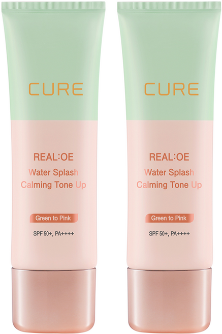 김정문알로에 라센스 로에 큐어 리알로에 워터 스플래쉬 카밍 톤업 선크림 SPF50+ PA++++, 40g, 2개
