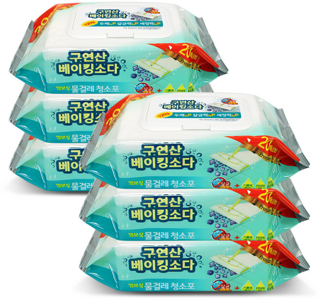 에파타클린업 구연산 베이킹소다 엠보싱 물걸레 청소포 중형, 6개