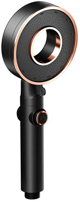 ANTIAN 家用手持增壓環形鏤空淋浴蓮蓬頭/洗澡全身沐浴噴頭, 1個, 黑色