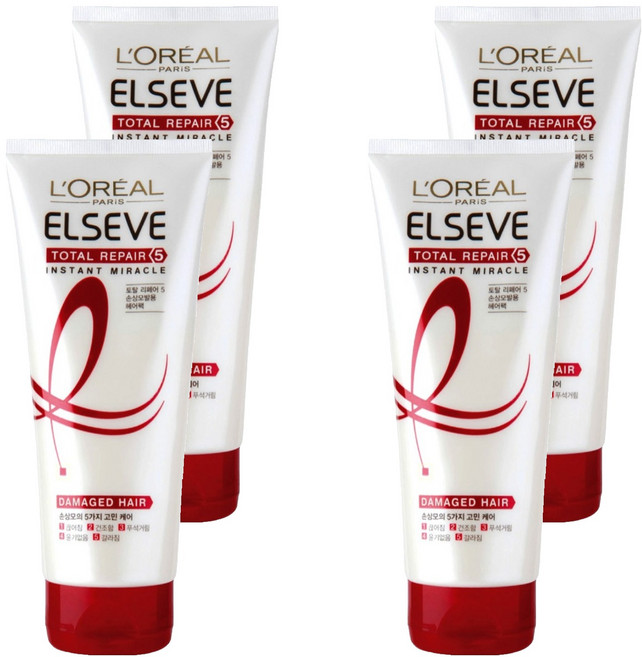 로레알파리 엘세브 토탈 리페어 5 인스턴트 미라클 헤어팩, 170ml, 4개