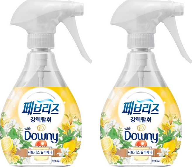 페브리즈 다우니 강력탈취 섬유탈취제 시트러스앤버베나 본품, 370ml, 2개