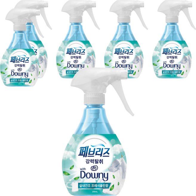 페브리즈 다우니 섬유탈취제 실내건조 프레시클린향 본품, 370ml, 6개
