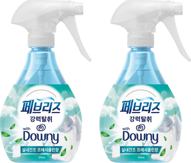 페브리즈 다우니 섬유탈취제 실내건조 프레시클린향 본품, 370ml, 2개